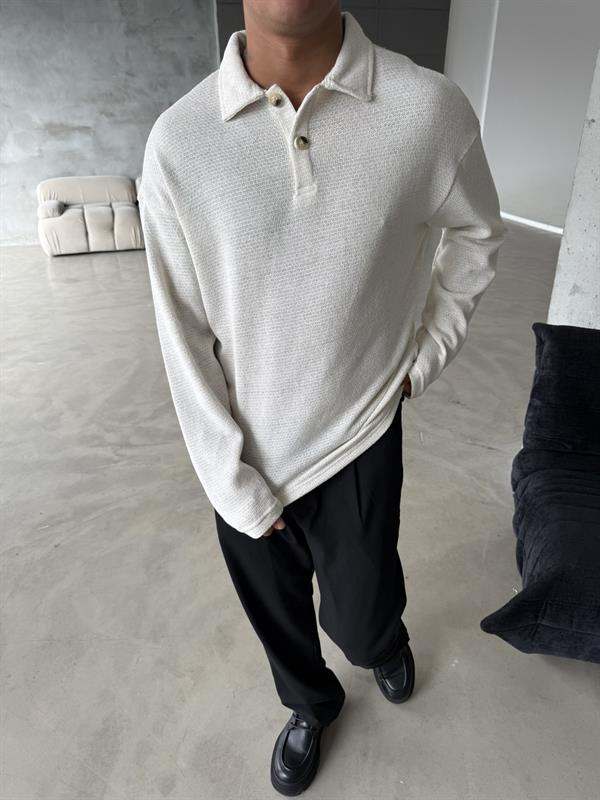 Örme Triko Polo Yaka - Beyaz