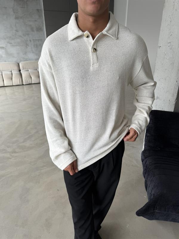 Örme Triko Polo Yaka - Beyaz