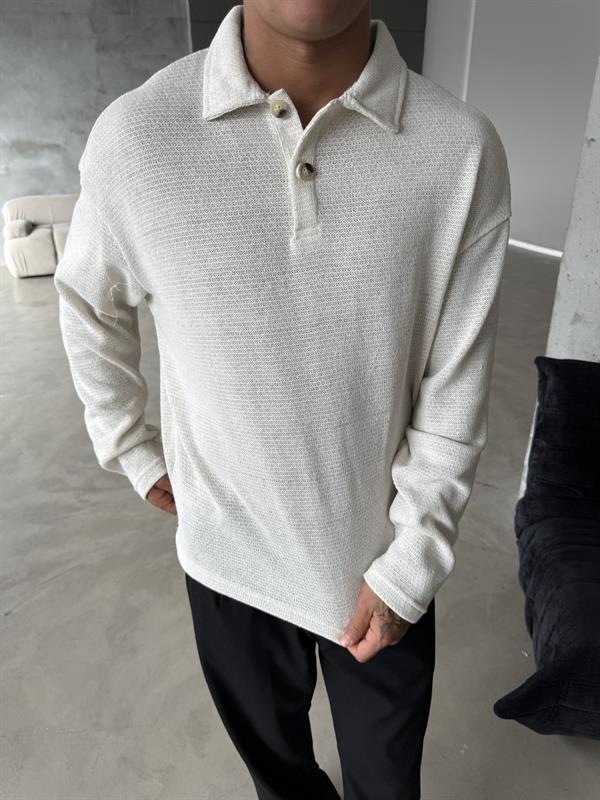 Örme Triko Polo Yaka - Beyaz