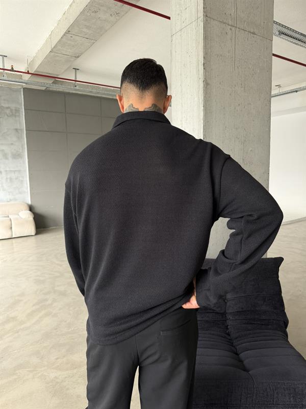 Örme Triko Polo Yaka - Siyah