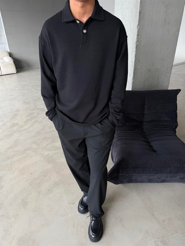 Örme Triko Polo Yaka - Siyah