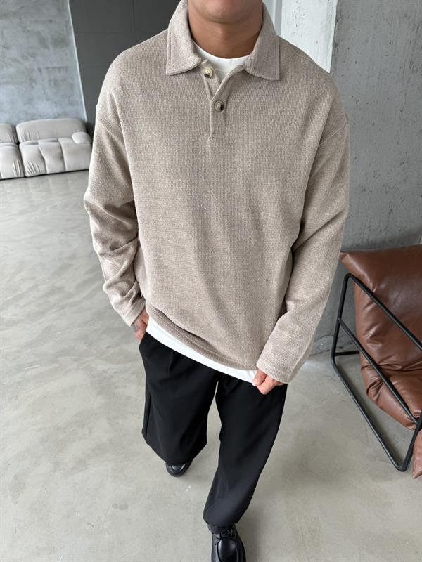 Örme Triko Polo Yaka - Taş