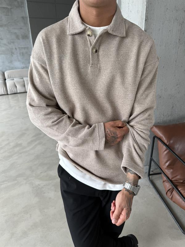 Örme Triko Polo Yaka - Taş