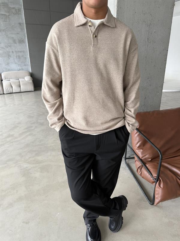 Örme Triko Polo Yaka - Taş