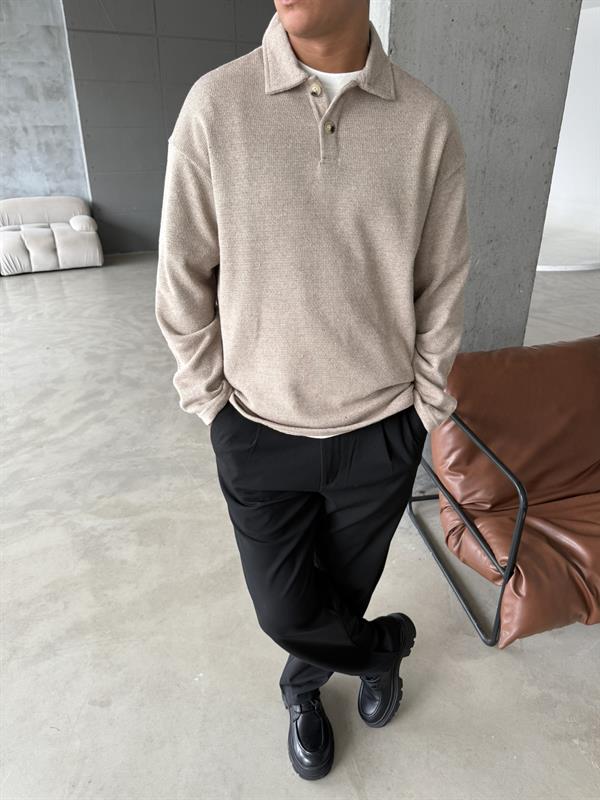 Örme Triko Polo Yaka - Taş