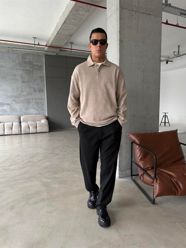 Örme Triko Polo Yaka - Taş