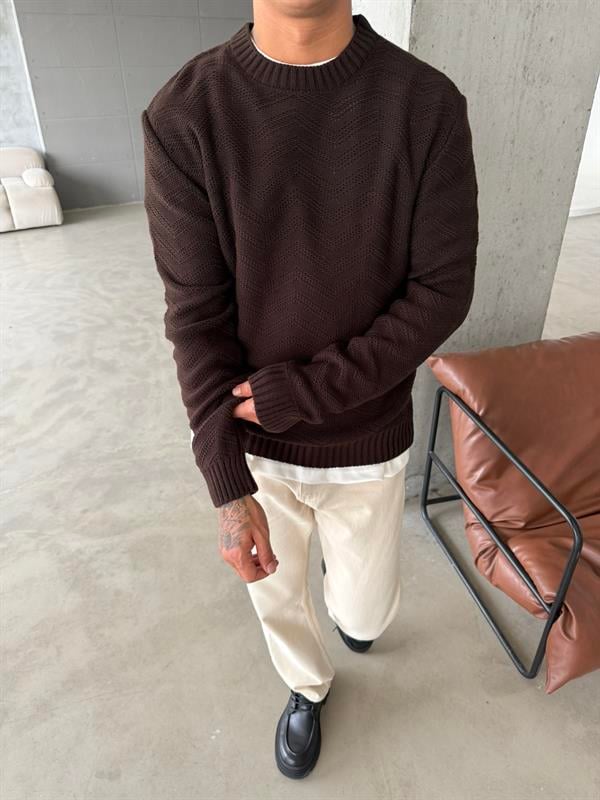 Örmek Triko Kazak - Kahve