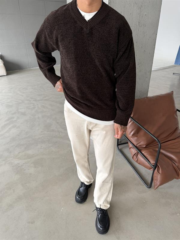 Patyaka Premium Dokulu Kazak - Kahve