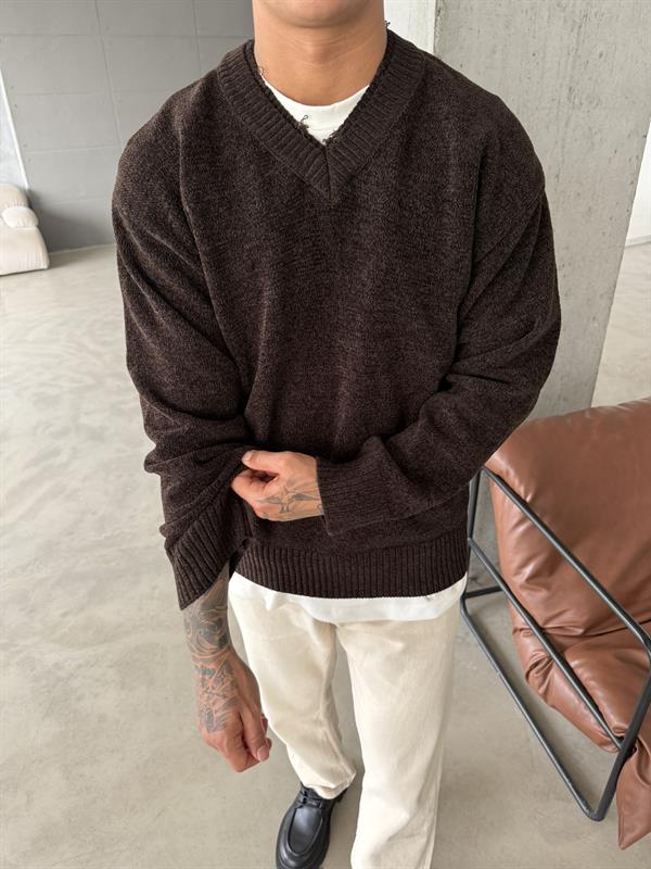 Patyaka Premium Dokulu Kazak - Kahve