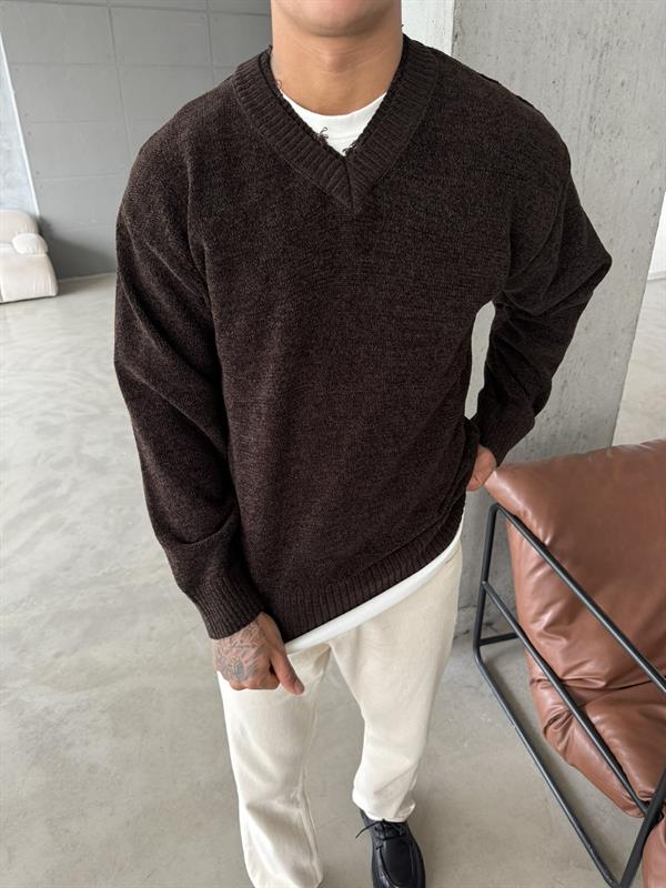 Patyaka Premium Dokulu Kazak - Kahve