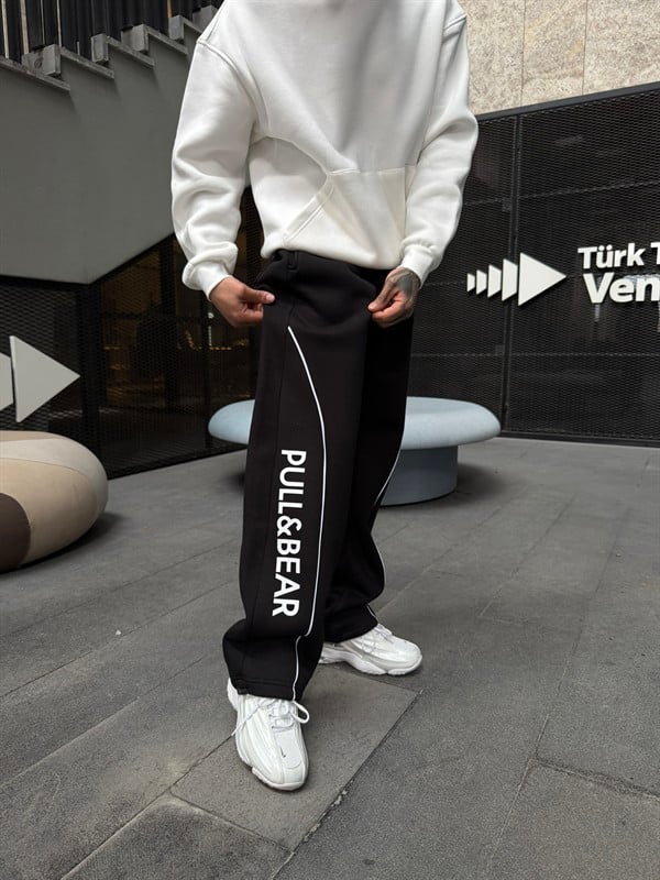 P&B Detaylı Baggy Premium Eşofman - Siyah