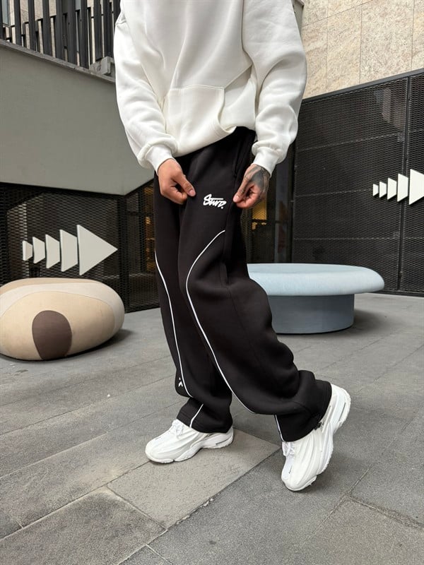 P&B Detaylı Baggy Premium Eşofman - Siyah