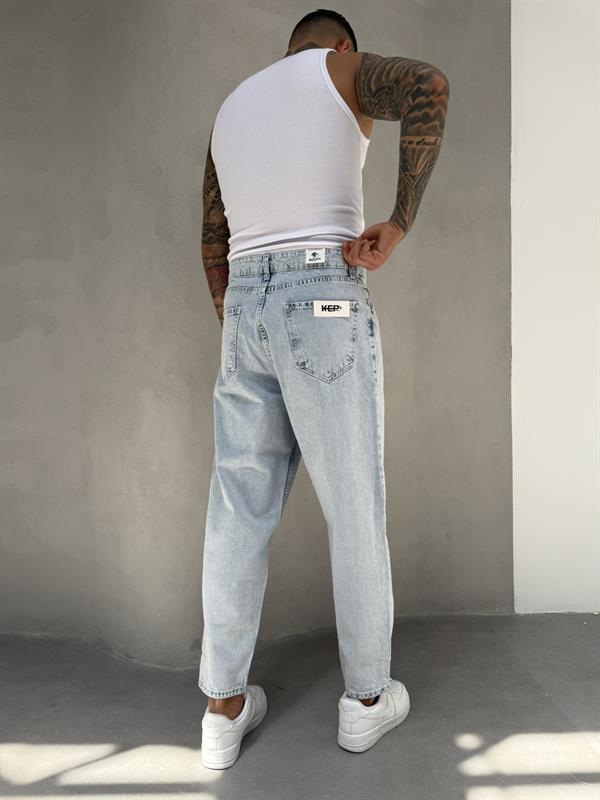 Pileli Balon Pantolon - Buz Mavi