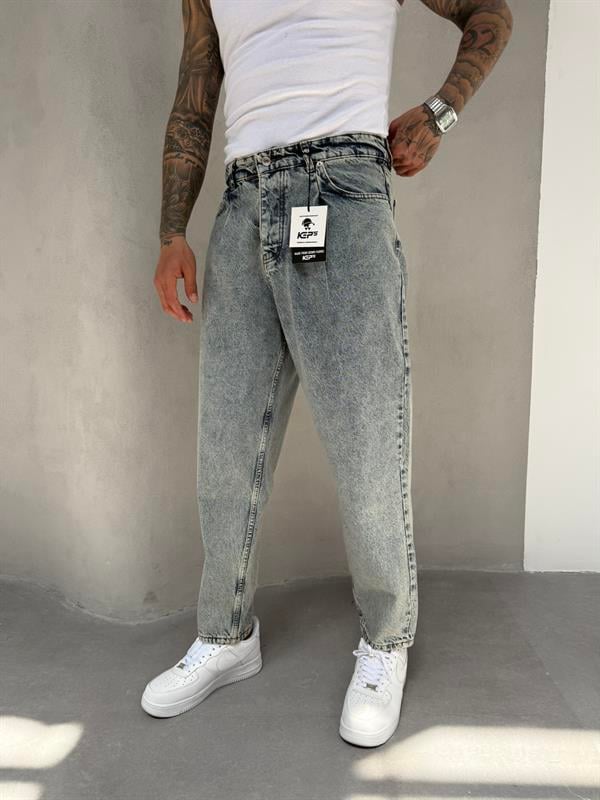 Pileli Balon Pantolon - İndigo