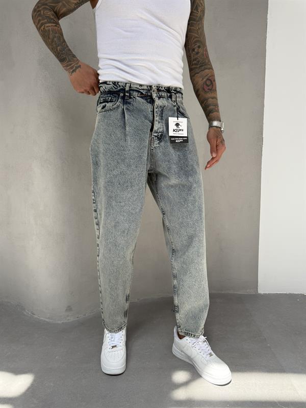 Pileli Balon Pantolon - İndigo