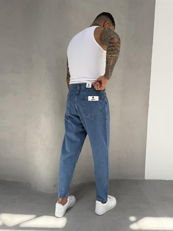 Pileli Balon Pantolon - Mavi