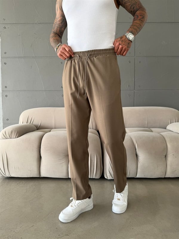 Pileli Comfort Fit Pantolon - Haki
