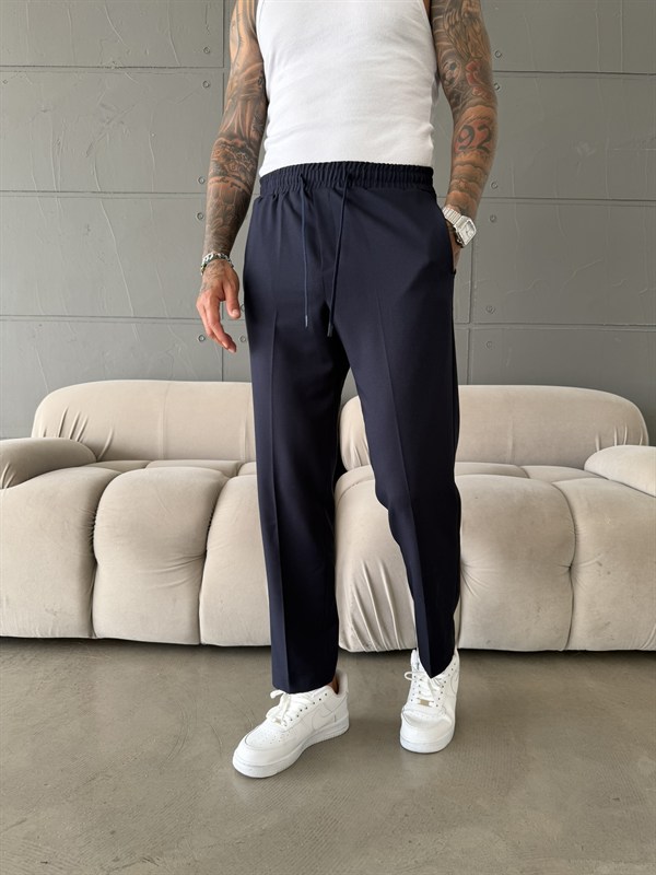 Pileli Comfort Fit Pantolon - İndigo