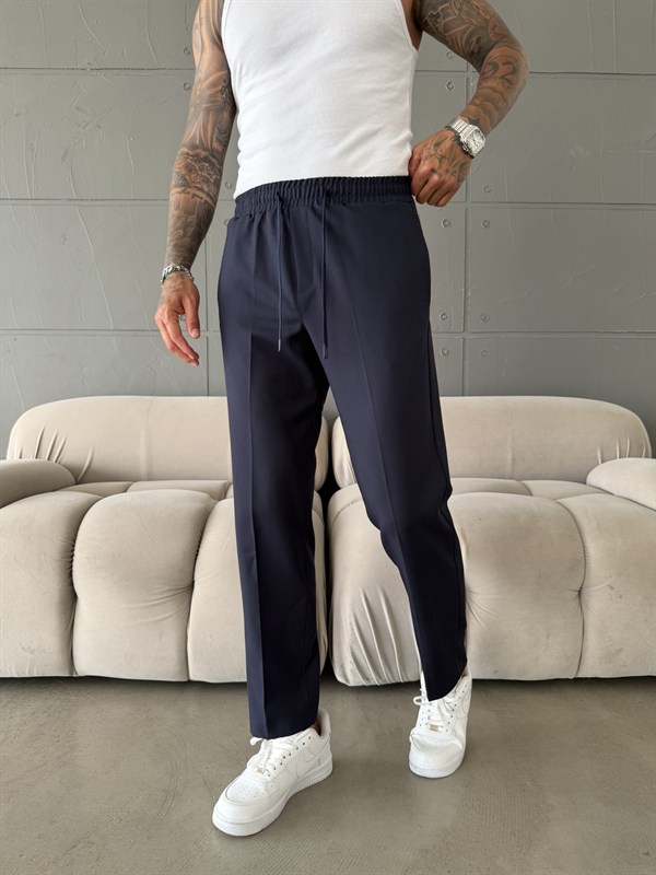 Pileli Comfort Fit Pantolon - İndigo