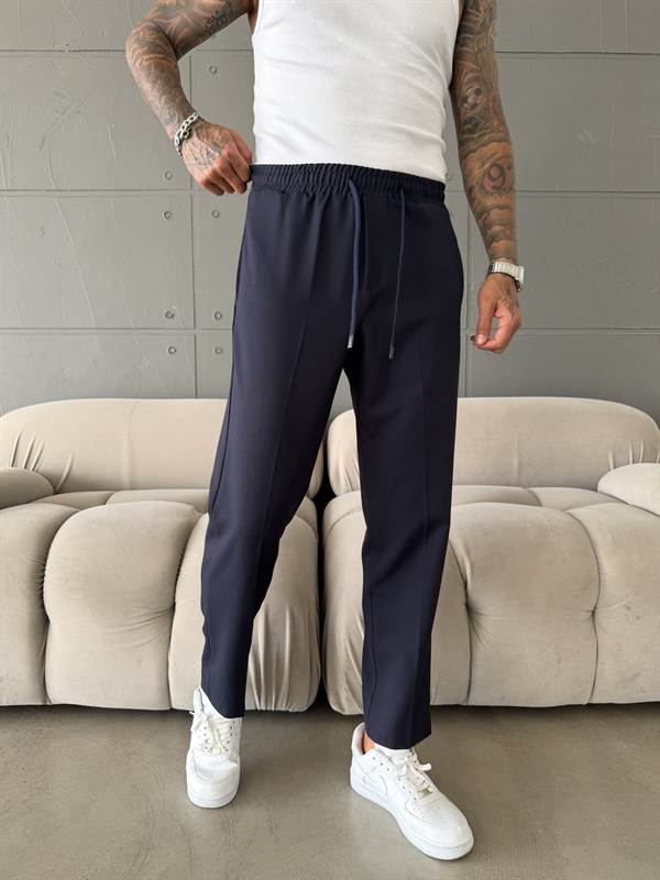 Pileli Comfort Fit Pantolon - İndigo