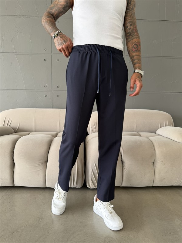 Pileli Comfort Fit Pantolon - İndigo