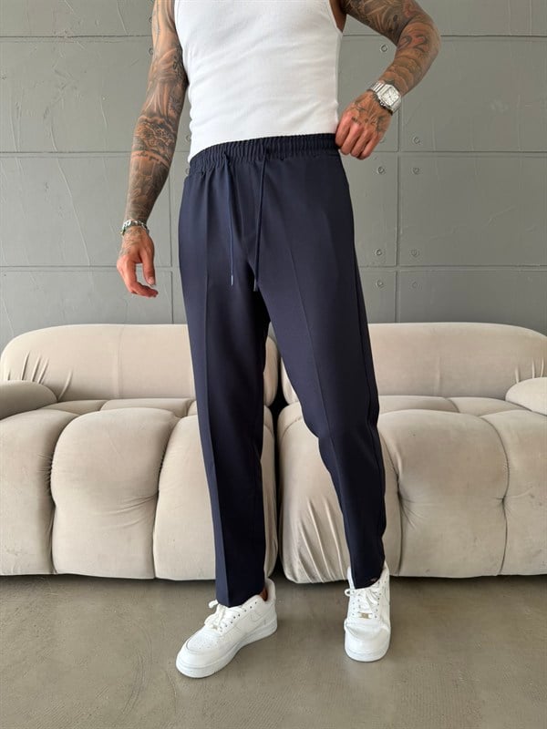 Pileli Comfort Fit Pantolon - İndigo