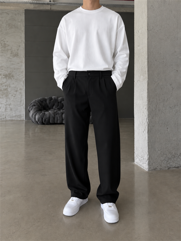 Pileli Relaxed Fit Baggy Kumaş Pantolon
