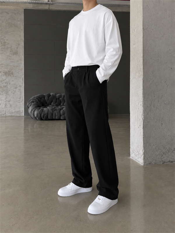 Pileli Relaxed Fit Baggy Kumaş Pantolon