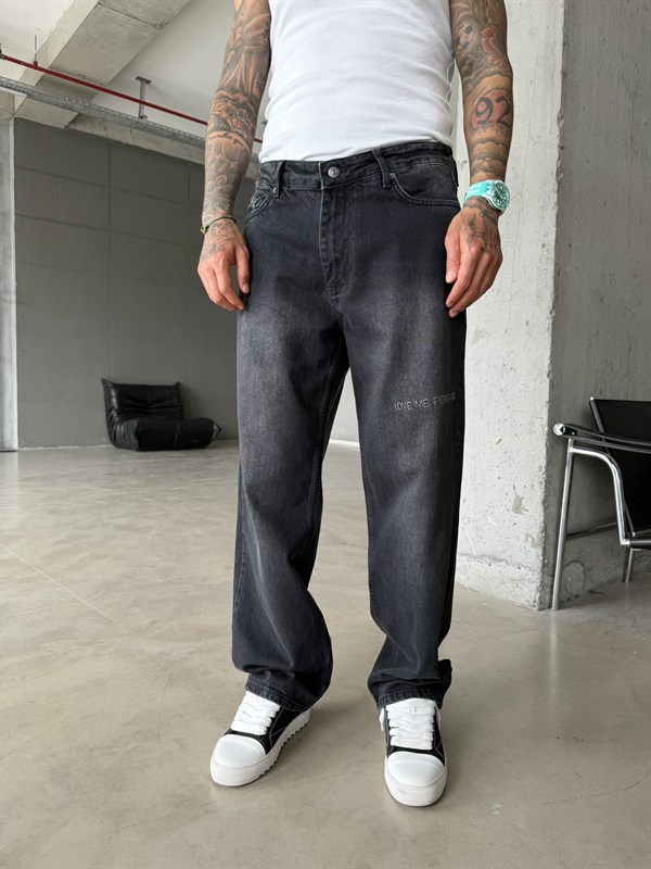 Play Wıht Fıre Nakışlı Premium Baggy Pantolon - Siyah