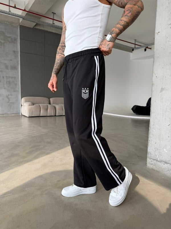 PLM Nakışlı Basic Baggy Eşofman - Siyah