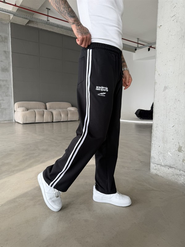 PLM Nakışlı Basic Baggy Eşofman - Siyah