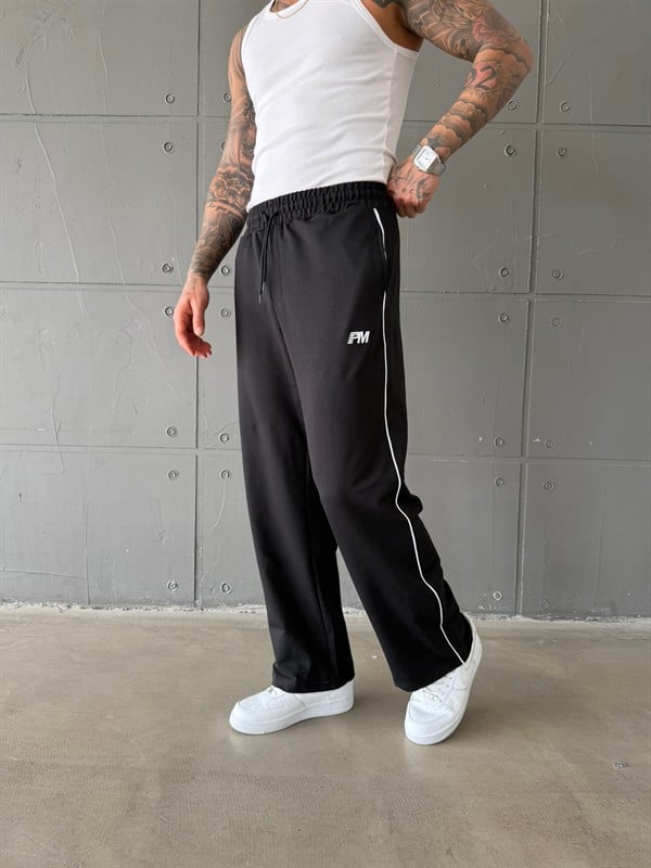 PM Nakışlı Baggy Eşofman - Siyah