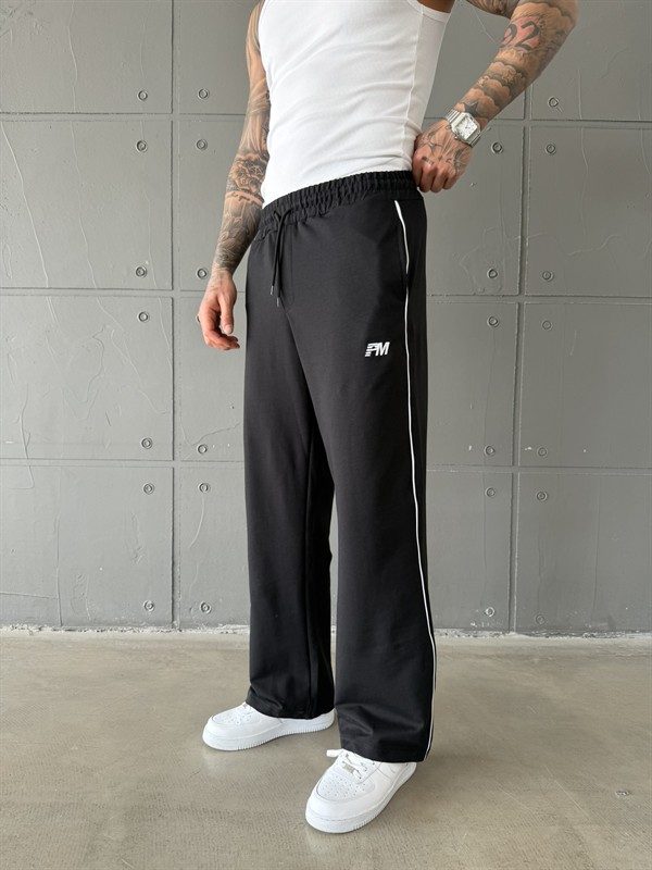 PM Nakışlı Baggy Eşofman - Siyah