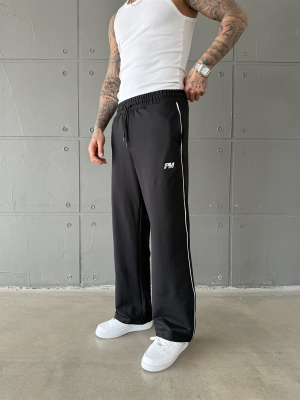 PM Nakışlı Baggy Eşofman - Siyah