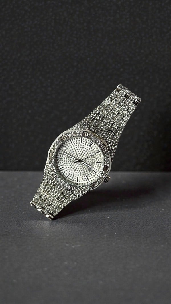 Preimum Taşlı Saat -Gümüş