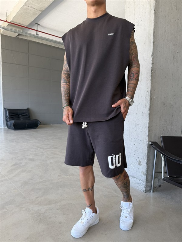 Premium 00 Esnce TM Sıfır Kol T-Shirt - Kahve