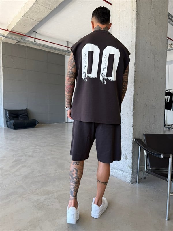 Premium 00 Esnce TM Sıfır Kol T-Shirt - Kahve