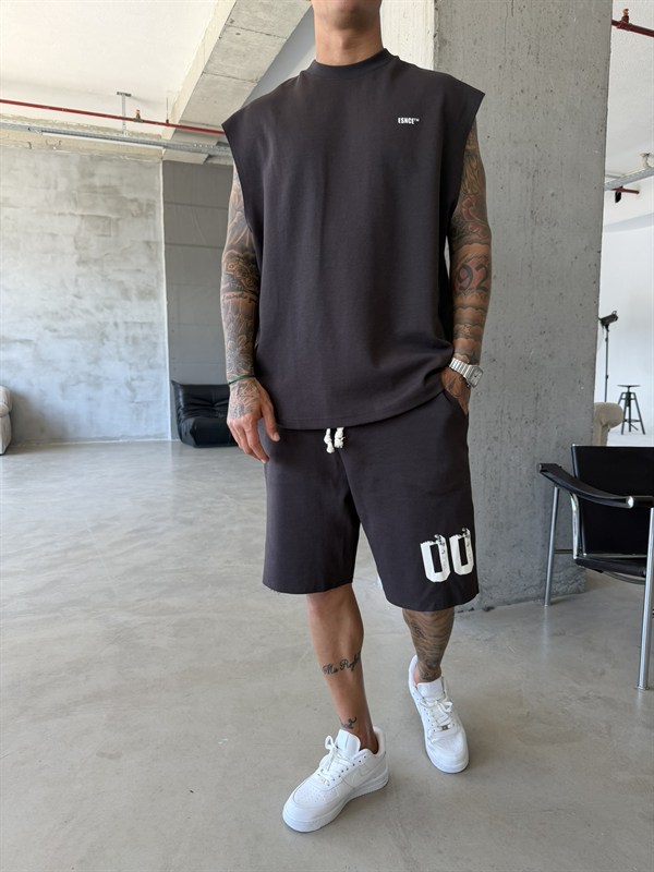 Premium 00 Esnce TM Sıfır Kol T-Shirt - Kahve