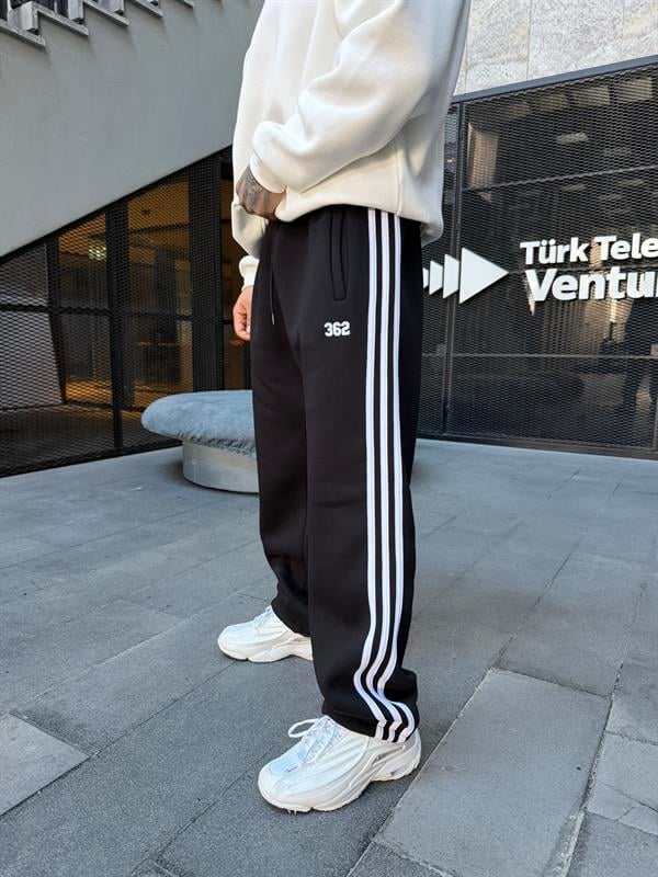 Premium 362 Şeritli Baggy Eşofman - Siyah