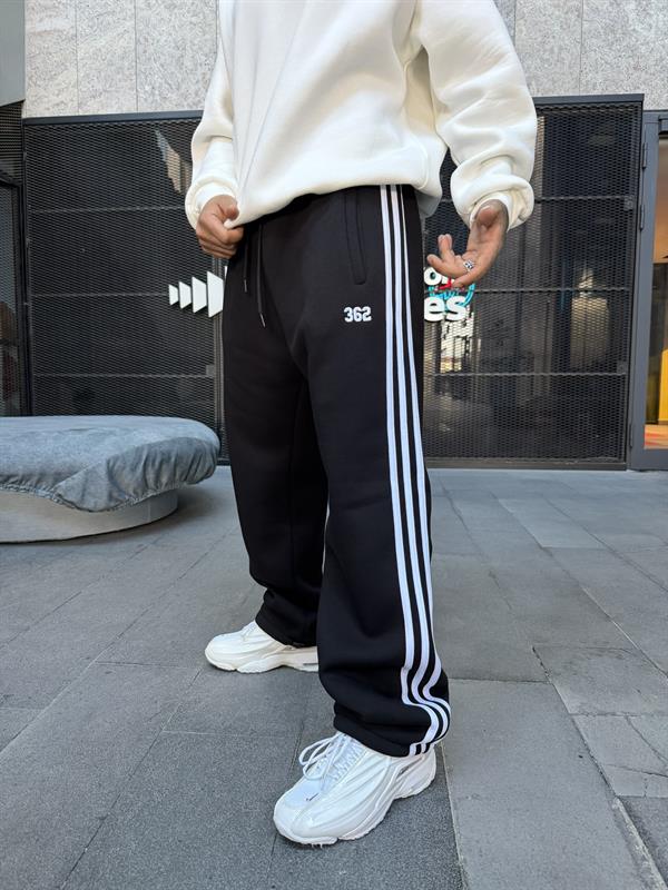 Premium 362 Şeritli Baggy Eşofman - Siyah