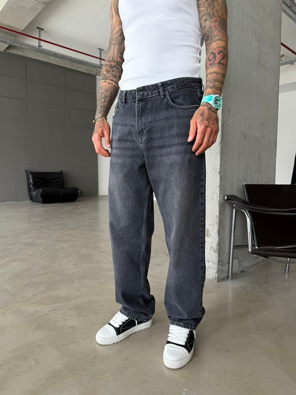 Premium Acid Basic Baggy Pantolon - Antrasit