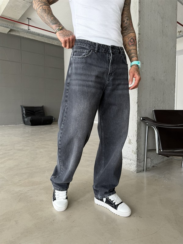 Premium Acid Basic Baggy Pantolon - Antrasit