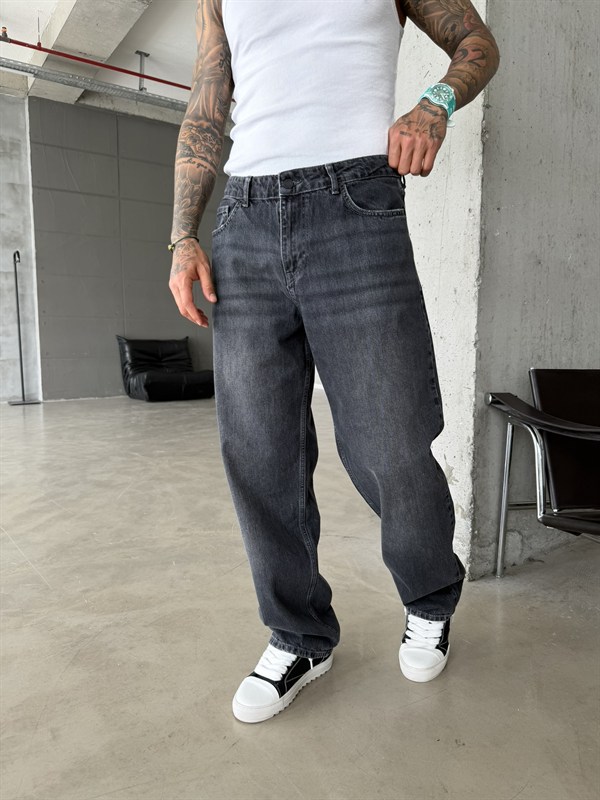 Premium Acid Basic Baggy Pantolon - Antrasit