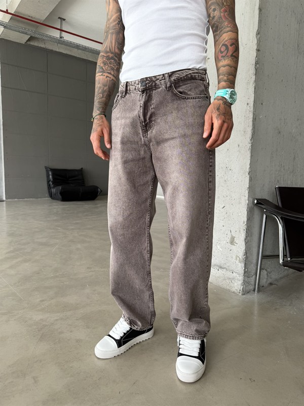 Premium Acid Basic Baggy Pantolon - Kahve