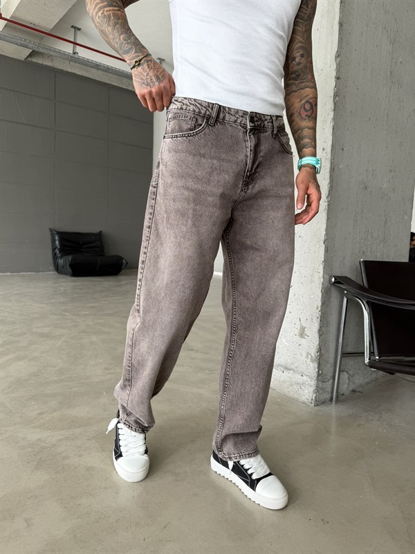 Premium Acid Basic Baggy Pantolon - Kahve