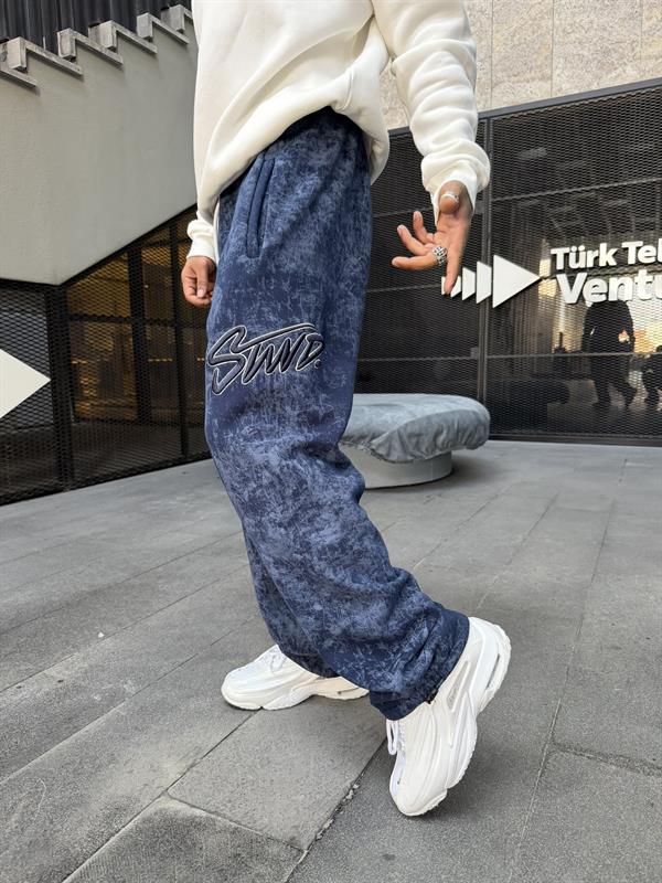 Premium Acid İşlemeli SW Yıkamalı Baggy Eşofman - İndigo