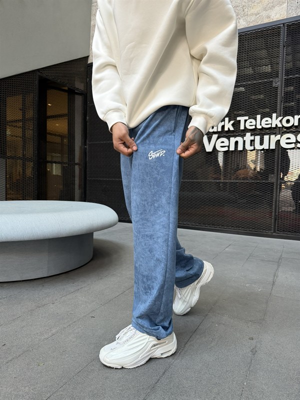 Premium Acid SW Yıkamalı Baggy Eşofman -Mavi