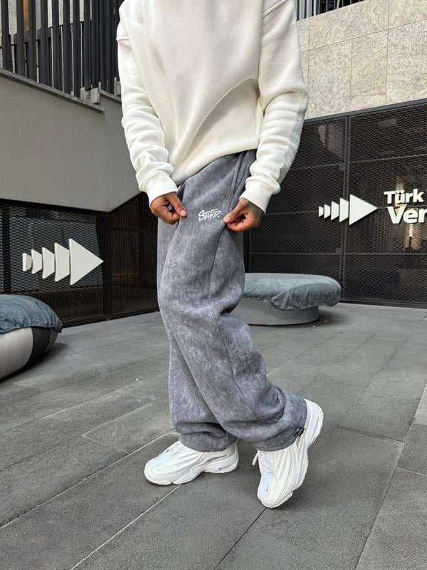 Premium Acid SW Yıkamalı Baggy Eşofman - Füme