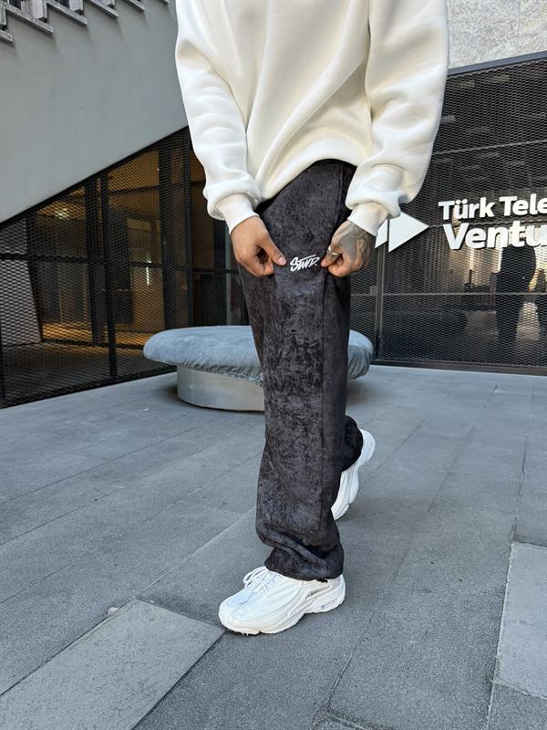 Premium Acid SW Yıkamalı Baggy Eşofman - Siyah