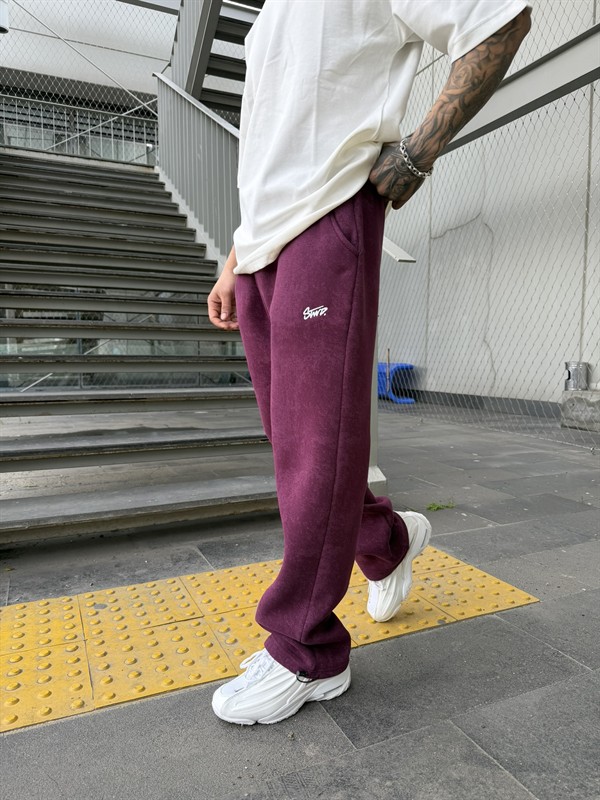 Premium Acid SW Yıkamalı Baggy Eşofman - Bordo